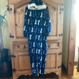 Women Frozen Olaf blue white hooded one piece pajamas size M (8/10)